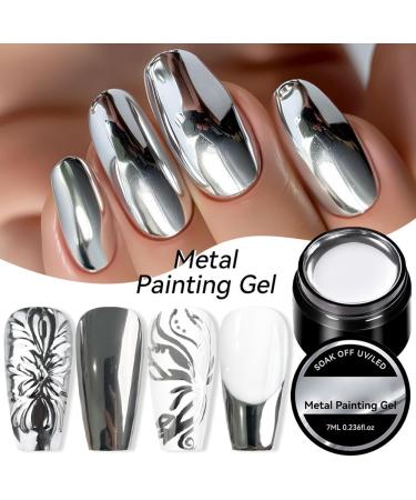 3D Nail Gel - Elegant Metal Nail Polish | Long Lasting Silver Gel Nail Polish | Silver Nail Polish 7ml for Creative Manicure and Professional Shiny Effects - Buy Online on GoSupps.com