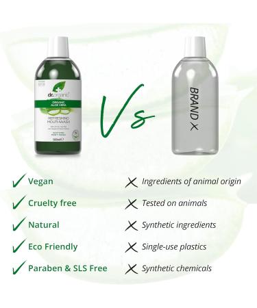 Dr Organic Aloe Vera Mouthwash 500ml - Natural, Vegan, Cruelty-Free, Paraben & SLS Free, Alcohol-Free, Minty Fresh - Buy Online on GoSupps.com