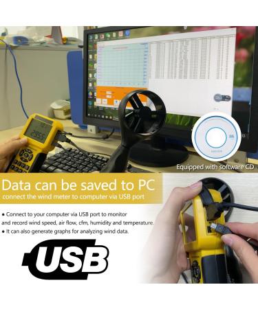 Holdpeak 826A Anemometer - Digital Wind Speed & Temperature Meter with Data Logger | / | Max/Min/Average/Current | Yellow - International Shipping Available - Buy Online on GoSupps.com