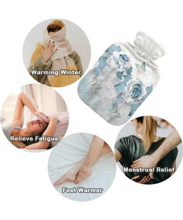 Naanle Hot Water Bottle with Butterfly Blue Rose Cover - 1L Heat Bottle for Pain Relief & Therapy - Buy Online on GoSupps.com