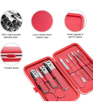 Professional 10pcs Manicure Set - Stainless Steel Nail Clippers & Pedicure Tools in Sakura Pink - Ideal for Travel - Buy Online on GoSupps.com