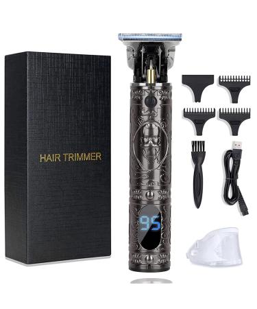 Y2Konexi Hair Trimmers for Men Hair Clippers Men Haircut Professional Cordless Rechargeable T-Blade Beard Trimmer 0mm Zero Gapped Baldhead Shaver - Gray