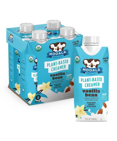 Mooala  Organic Vanilla Bean Plant-Based Creamer - Shelf-Stable, Gluten-Free, Soy-Free, Vegan & Non-Dairy Creamer  11 oz. (Pack of 4)