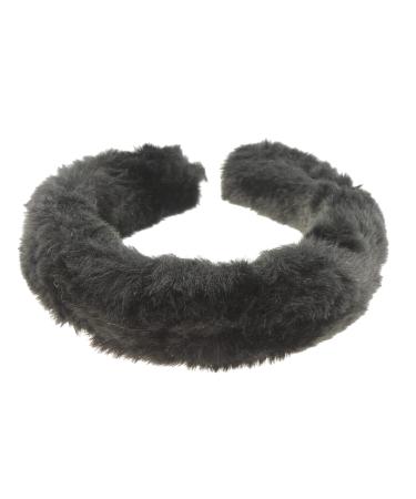 Womens Girls Thick Wide Soft Plush Faux Fur Fabric Boho Vintage Look Winter Christmas Birthday Wedding Bridesmaid Party Headpiece Accessories Hairband Head Hair Headband Alice Band (Black)