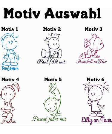 A&D foil design baby stickers children's stickers with your own saying desired text (motif font & color choice)
