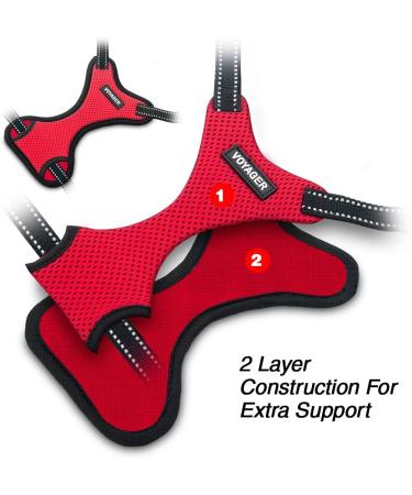 Voyager Adjustable Dog Harness with Reflective Stripes - M Size - Red - No Pull Vest for Walking and Jogging - Buy Online on GoSupps.com