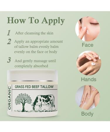 100% Organic Beef Tallow Face Moisturizer | Unscented Whipped Tallow Cream for Sensitive Skin | Grass-Fed | Nourishing Skin Care - Buy Online on GoSupps.com
