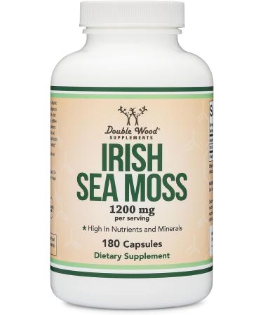 Irish Sea Moss Capsules 180 Count - Ultra High Purity Potent Extract (1200mg per Serving) - Wildcrafted Raw Chondrus Crispus - Double Wood Supplements - Buy Online on GoSupps.com