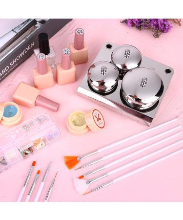 Piaopiaoniu 18 Piece Nail Art Equipment Set - Stainless Steel Cups and 15 Brushes for Acrylic Nails - Nail Powder Holder with Lids - Nail Art Tools - Buy Online on GoSupps.com
