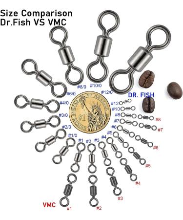 Dr.Fish Barrel Swivels - Stainless Steel Rolling Fishing Swivels Black Nickel - 30LB to 1500LB - 50pk - Buy Online on GoSupps.com