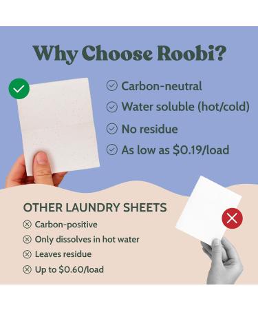 Roobi Unscented Baby Laundry Detergent Sheets | Sensitive Skin Formula | Eco-Friendly for Newborns & Toddlers | 128 Loads - Buy Online on GoSupps.com