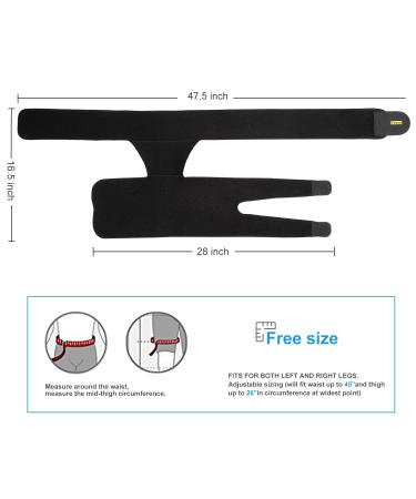 Adjustable Neoprene Grip Support Wrap for Thigh Pain Relief - Pain Wraps for Hips & Thigh Recovery for Men & Women - Black - Buy Online on GoSupps.com