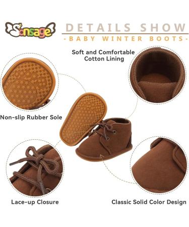 Sonsage Baby Booties Unisex Velvet Soft Anti-Skid Shoes 3-6 Months - Deep Brown - Buy Online on GoSupps.com