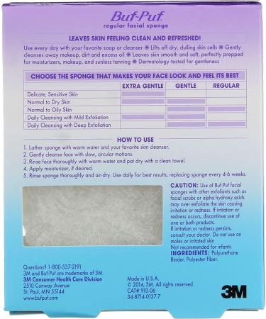 Buf-Puf Regular Facial Sponge for Combination Skin - Pack of 5 | Face Scrubber 1 Count - Buy Online on GoSupps.com