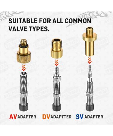 Henmi Bicycle Valve Adapter Set - Universal Fit for All Valves Includes Auto French Air Pump Ball Needle & Compressor Adapters with Sorting Box - Buy Online on GoSupps.com