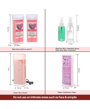 Rose Wax Roller Kit for Women and Men - Home Waxing Kit for Arms, Legs, and Body - Sensitive Skin Hair Removal - Roll On Wax Cartridge Refill - Buy Online on GoSupps.com
