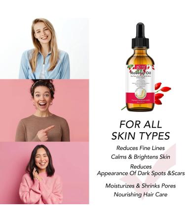 Rosehip Oil 60ML Organic Rosehip Seed Oil Anti-Aging Natural Cold Pressed Unrefined For Face Hair Nail Scar All Skin & Hair Typess - Buy Online on GoSupps.com