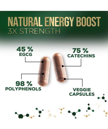 Green Tea Extract Capsules 1000 mg - Standardized 45% EGCG & 98% Polyphenols - 3X Strength Green Tea Pills for Natural Energy - Supports Heart Health Herbal Supplement Vegan Non-GMO - 240 Capsules 240 Count (Pack of 1) - Buy Online on GoSupps.com