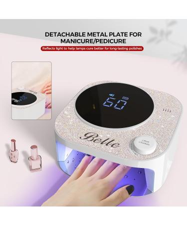 Buy Belle Cordless UV Nail Lamp - Rechargeable LED Gel Nail Light with 4 Timer Modes & Rhinestones | International Shipping Available - Buy Online on GoSupps.com
