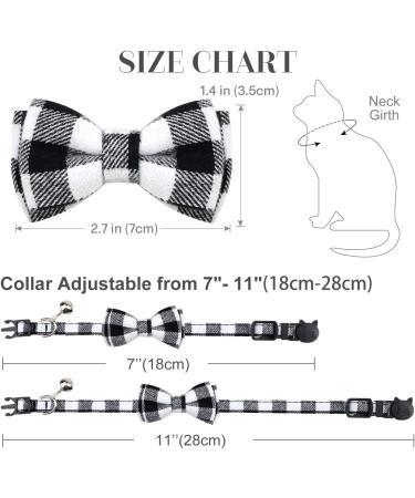 Dynmeow Plaid Pattern Cat and Dog Collar with Bowtie - Adjustable, Comfortable Boy or Girl Gift - XX-Small, Black - Buy Online on GoSupps.com