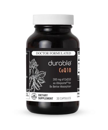 Durable CoQ10 300mg Coenzyme Q10 Phytosome with 9X Better Absorption + Quercetin Heart Energy & Cellular Support Doctor Formulated Vegan Non-GMO Made in USA Once-Daily (30 Capsules) 30 Count (Pack of 1)