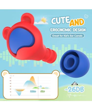 Kids Ear Plugs 2 Pairs | Reusable Silicone Noise Cancelling for Concerts Flying & Study | Perfect for Ages 6-12 - Red & Orange - Buy Online on GoSupps.com