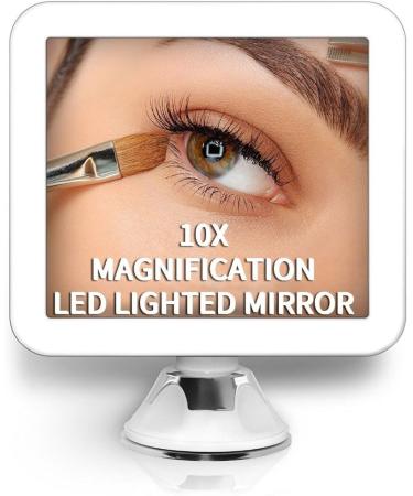 iAdorn 10x Magnifying Lighted Makeup Mirror - Daylight LED Travel Vanity Mirror | Compact Cordless Design | Locking Suction | 6.5 Wide | 360 Swivel Rotation | Portable Illuminated Square Mirror - Buy Online on GoSupps.com