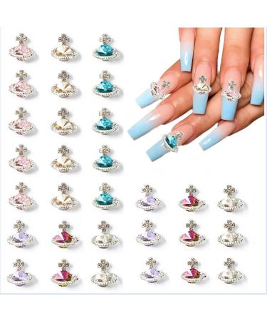 30pcs Shiny Saturn Planet Nail Art Rhinestones - DIY Nail Charms for Women and Girls - Buy Online on GoSupps.com