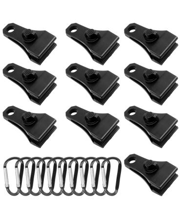 TEANTECH Tarp Clips with Carabiner Kit - Heavy Duty Lock Grip Thumb Screw Camp Tent Clamp Clips for Outdoor Camping Caravan Canopies Awnings Car Covers Swimming Pool Covers etc Upgrade Total 20pcs Type Tarp Clips-black