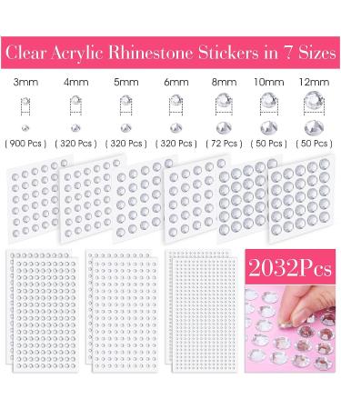 Cridoz Self Adhesive Face Gems Stick on Rhinestones Stickers - 2032 Pieces for Makeup, Crafts, and Home D cor - 7 Sizes 3mm to 12mm - Buy Online on GoSupps.com