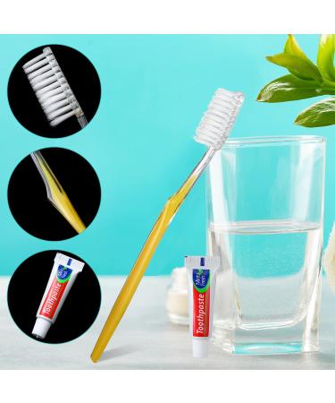 Meekoo 200 Set Disposable Travel Toothbrushes with Toothpaste & Comb - Individually Wrapped Hygiene Kits for Hotels Homes & Charities (Gold Classic - Buy Online on GoSupps.com