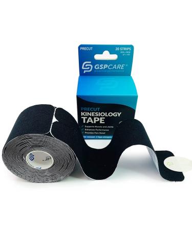 Pre-Cut Y Kinesiology Tape Elastic Sports Tape Used to Prevent Muscle Damage Protect Joints and Relieve Muscle Pain 20 Pieces of Pre-Sliced 5cm*5m Medical Tape.(Black) Black Pre-Cut Y