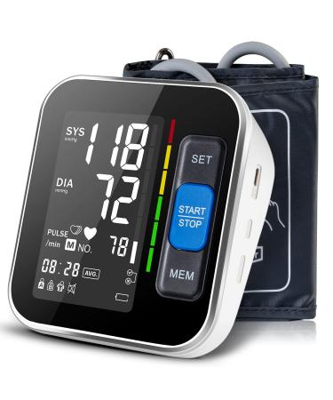 Blood Pressure Monitor, Digital Upper Arm BP Machine Cuffs with Large LED Backlit Display Adjustable 8.7"-15.7" Cuff Detector Memory with Carrying Case for Home Use