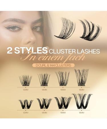 Quewel Individual Cluster Lashes - D Curl Mix 12-18mm | Soft DIY Eyelash Extensions - 144 Segments | International Shipping - Buy Online on GoSupps.com