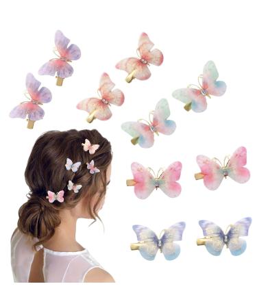 Mezrkuwr 10 Pieces Butterfly Clips Small Hair Clips Rhinestone Butterfly Clips Cute Hair Clips Headwear Hair Accessories for Wedding