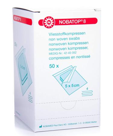 Nobatop Paul Danz AG Nobatop-steril 8 nonwoven compresses white 5 x 5 cm (50 x 2 pieces)