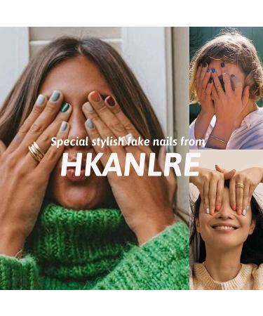 Hkanlre Short Flower False Nails - Colorful Acrylic Butterfly Press on Nails for Women & Girls (24PCS) - Buy Online on GoSupps.com