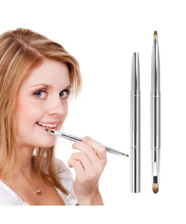 SculptZen Retractable Lip Makeup Brush Double Ended Lipstick Applicator Brush Portable Lip Brush Concealer Brush Eye Shadow Brush Lip Contours Makeup Tool with Lid for Women Girls Travel and Daily Use
