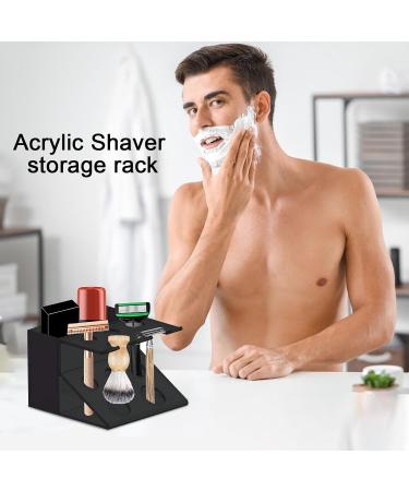 Premium Acrylic Shaver Holder & Multifunctional Cosmetic Organizer | Clear Desktop Stand for Razors Brushes Toothbrushes & Shaving Cream - Teksome - Buy Online on GoSupps.com