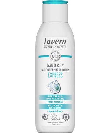 lavera basis sensitiv Express Body Lotion - Natural cosmetics - vegan - Organic Aloe Vera & Organic Jojoba Oil - certified - 250 ml