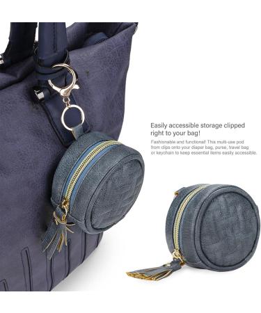 Zekkle Baby Pacifier Holder with Clip - PU Leather Pacifier Pod for Easy Attachment | Dark Blue Pacifier Bag for Diaper Bag & Handbag - Buy Online on GoSupps.com