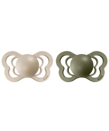 BIBS Couture Baby Pacifier 2-Pack | Made in Denmark | BPA Free | Anatomical Nipple | Natural Rubber Latex | Size 2 (6-18 Months) | Vanilla/Olive - Buy Online on GoSupps.com