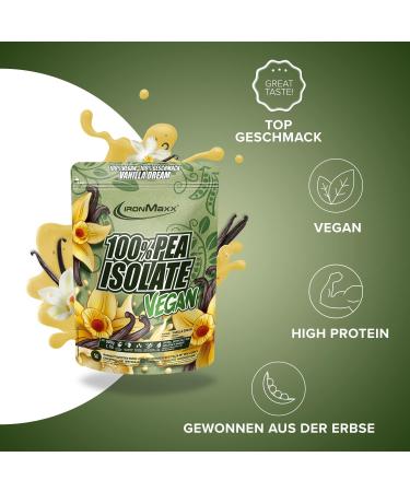 Ironmaxx 100% PEA Protein Isolate Vegan - Vanilla Dream | Lactose-Free Sugar-Free Water-Soluble 500G - High-Quality Vegan Protein Powder - Buy Online on GoSupps.com