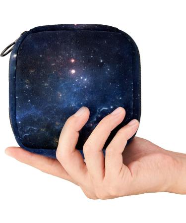 Blue Galaxy Starry Sky Sanitary Napkin Storage Bag - Portable Menstrual Period Kit for Women, Girls, and Ladies - Buy Online on GoSupps.com