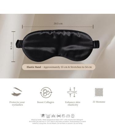 SilkSleek 22 Momme Pure Mulberry Silk Eye Mask for Sleeping | 100% Silk Filled | Super Soft & Comfortable | Blackout Sleep Mask | Travel Essential in Gift Box - Black - Buy Online on GoSupps.com