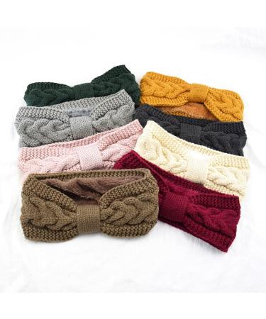 Simoda 4 Pieces Women Winter Warm Fuzzy Fleece Lined Headband Thick Cable knitted Ear Warmer Headwrap (#3) - Buy Online on GoSupps.com