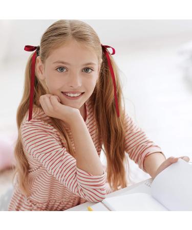 PAGOW 10pc Long Silk Ribbon Hair Bands with Bow - Colourful Satin Scrunchies for Women, Kids & Girls - Buy Online on GoSupps.com