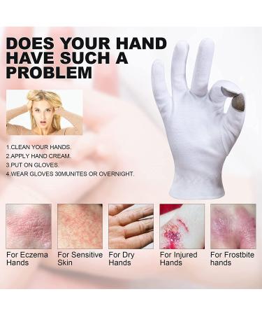 MNOPQ 100% Cotton Moisturizing Gloves - 4 Pairs Medium | Overnight Bedtime Gloves for Eczema | Touch Screen Friendly | Includes Washing Bag & Wristband - Buy Online on GoSupps.com