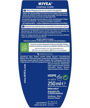 NIVEA Creme Care Shower Gel (250 ml) Mildly Scented Shower Gel with Selected Ingredients of Nivea Cream Silky Cream Shower with Pro-Vitamin and Care Oils - Buy Online on GoSupps.com