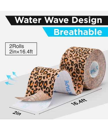 OK TAPE Hypoallergenic Cheetah Kinesiology Tape 2 Rolls of Elastic Sports Athletic Tape 2in x 16.4ft Uncut Rolls for Optimal Support - Buy Online on GoSupps.com